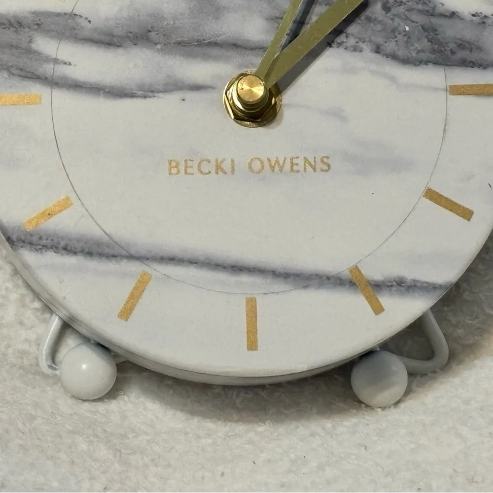 Marble Table Clock in White and Gold